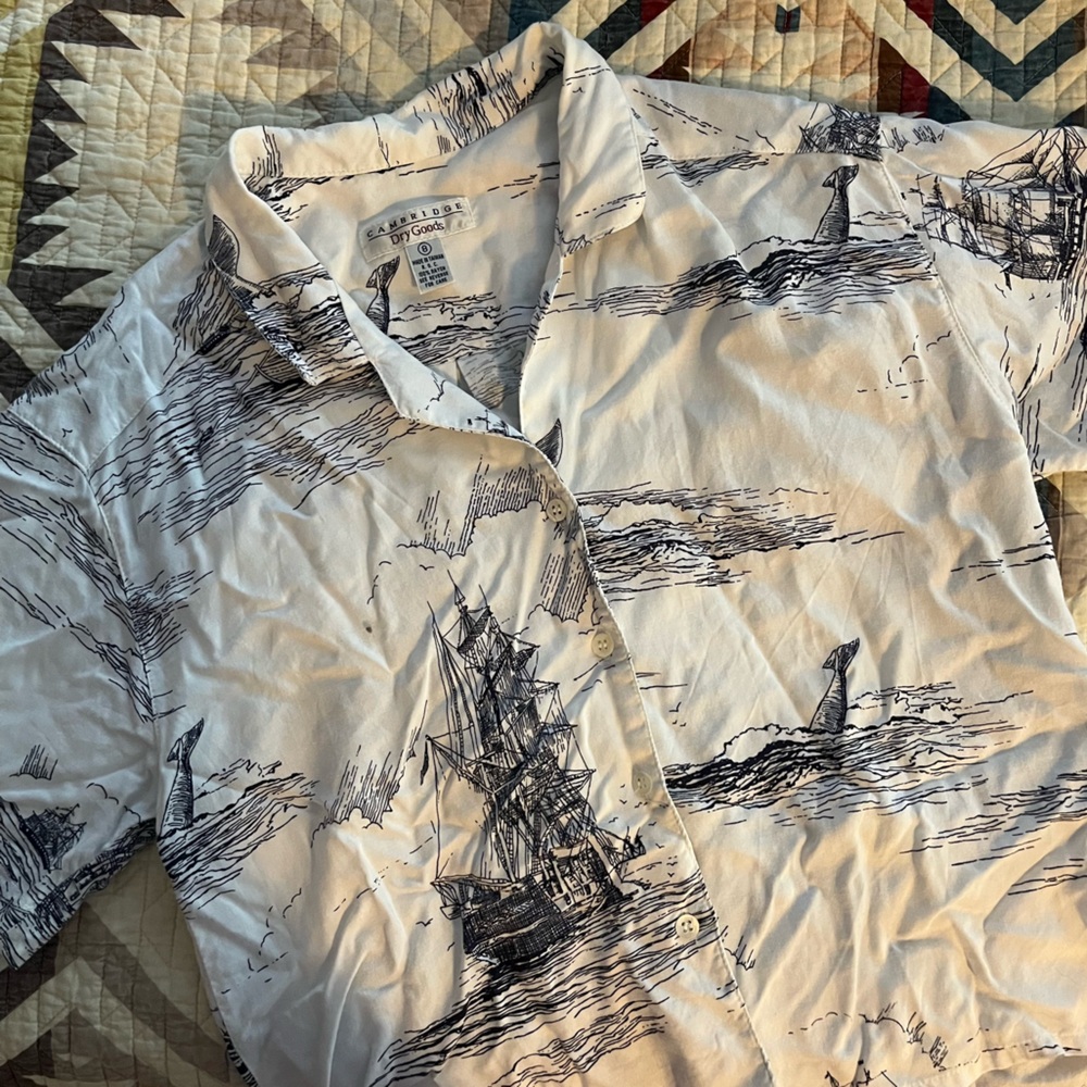 Nautical Print Shortsleeve Buttondown